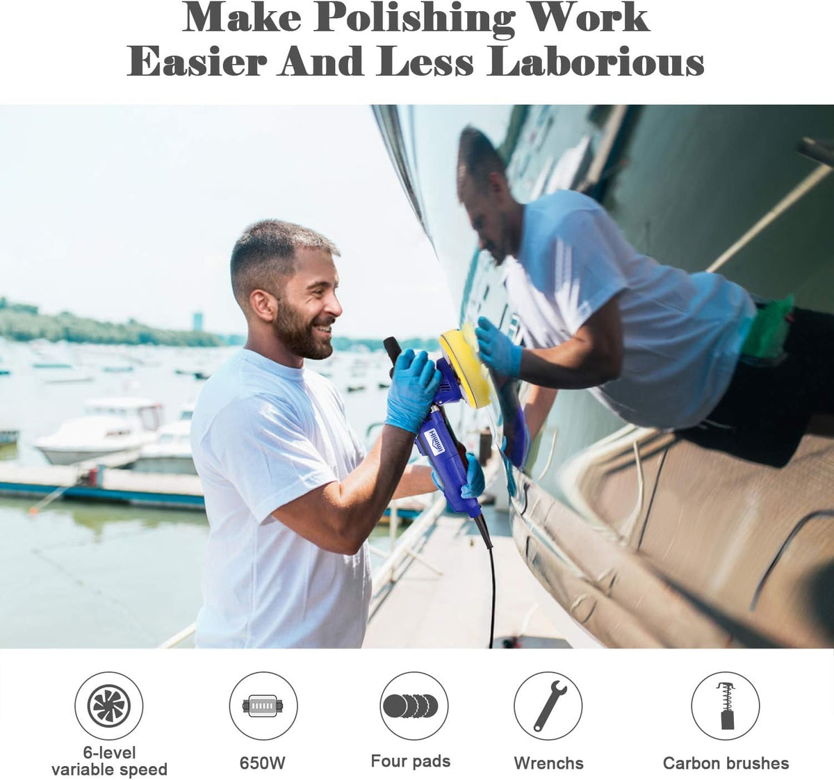6 Inch Dual Action Car Buffer Polisher with Pads U41095