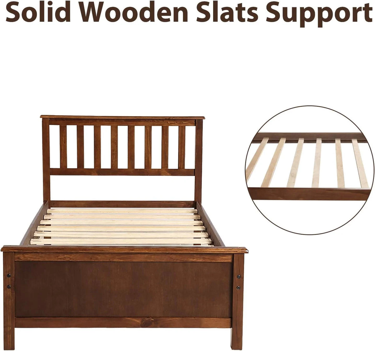 Wood Platform Bed Frame with Headboard and Footboard N2532