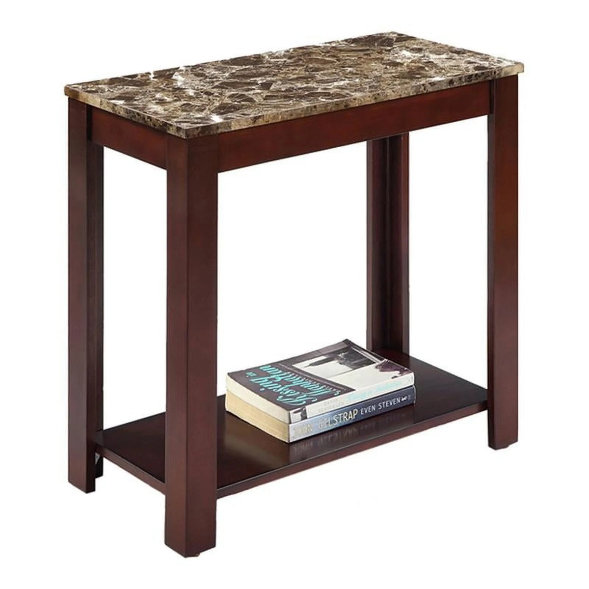 24" Dark Cherry Marble Print Side End Table D98294