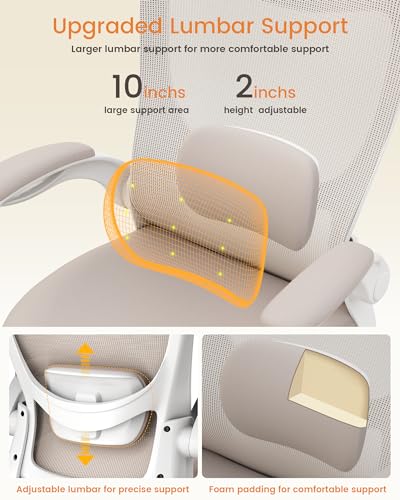 Khaki Ergonomic Mesh Office Chair with Lumbar Support J3166