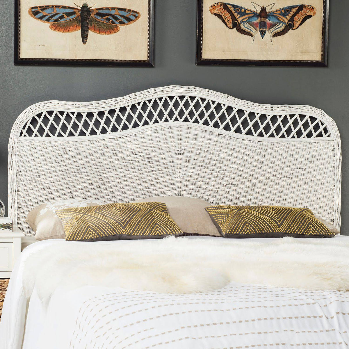 White Queen Rattan Headboard T851