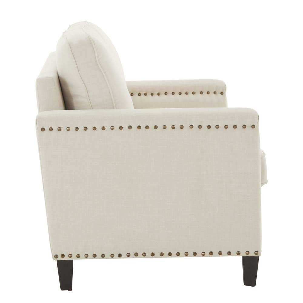 Ivory Fabric Sofa with Nailhead Trim Q450221