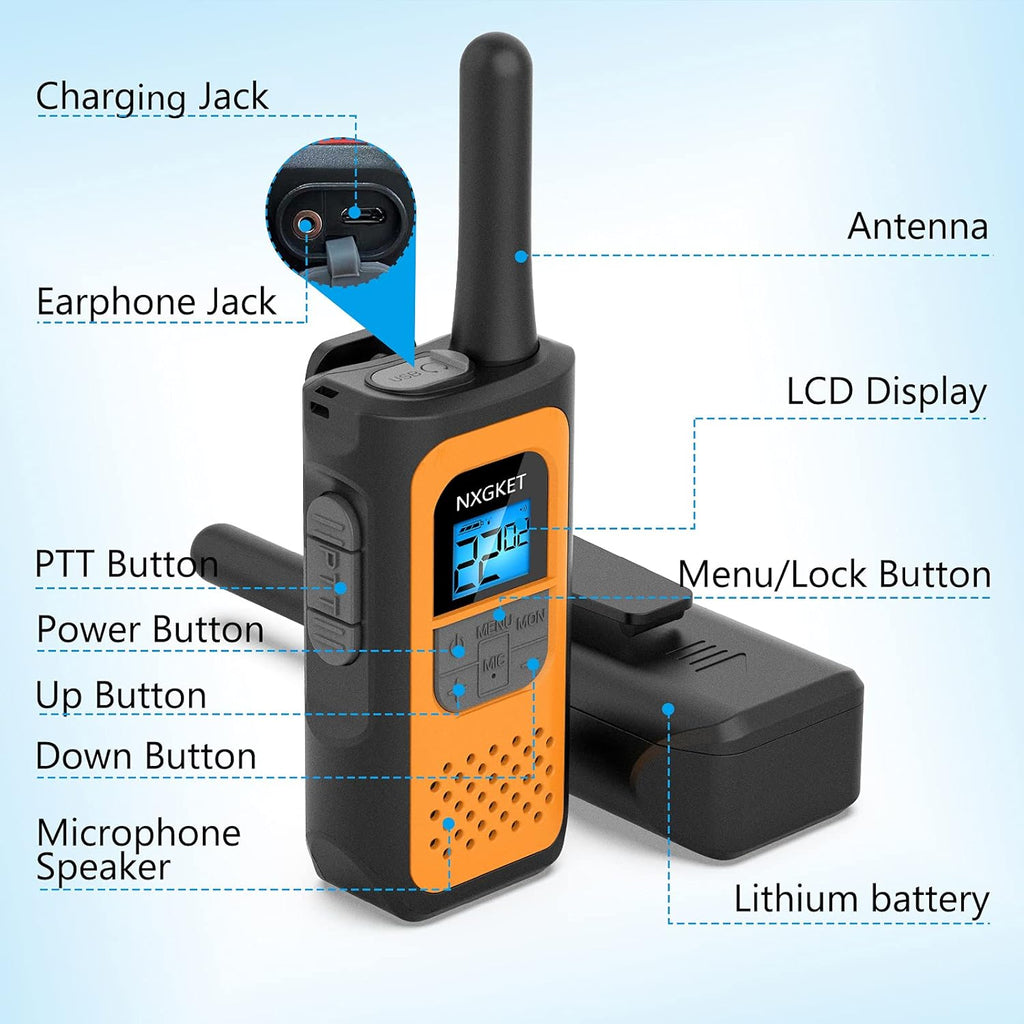 4 Pack Long Range Two-Way Radios Rechargeable Walkie Talkies U278