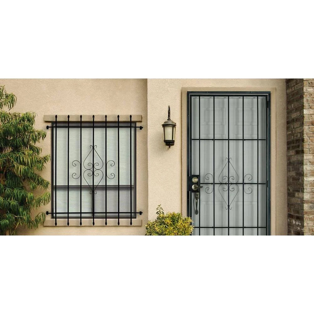 32 in. x 80 in. Black Outswing Steel Security Door with Expanded Metal Screen N46040