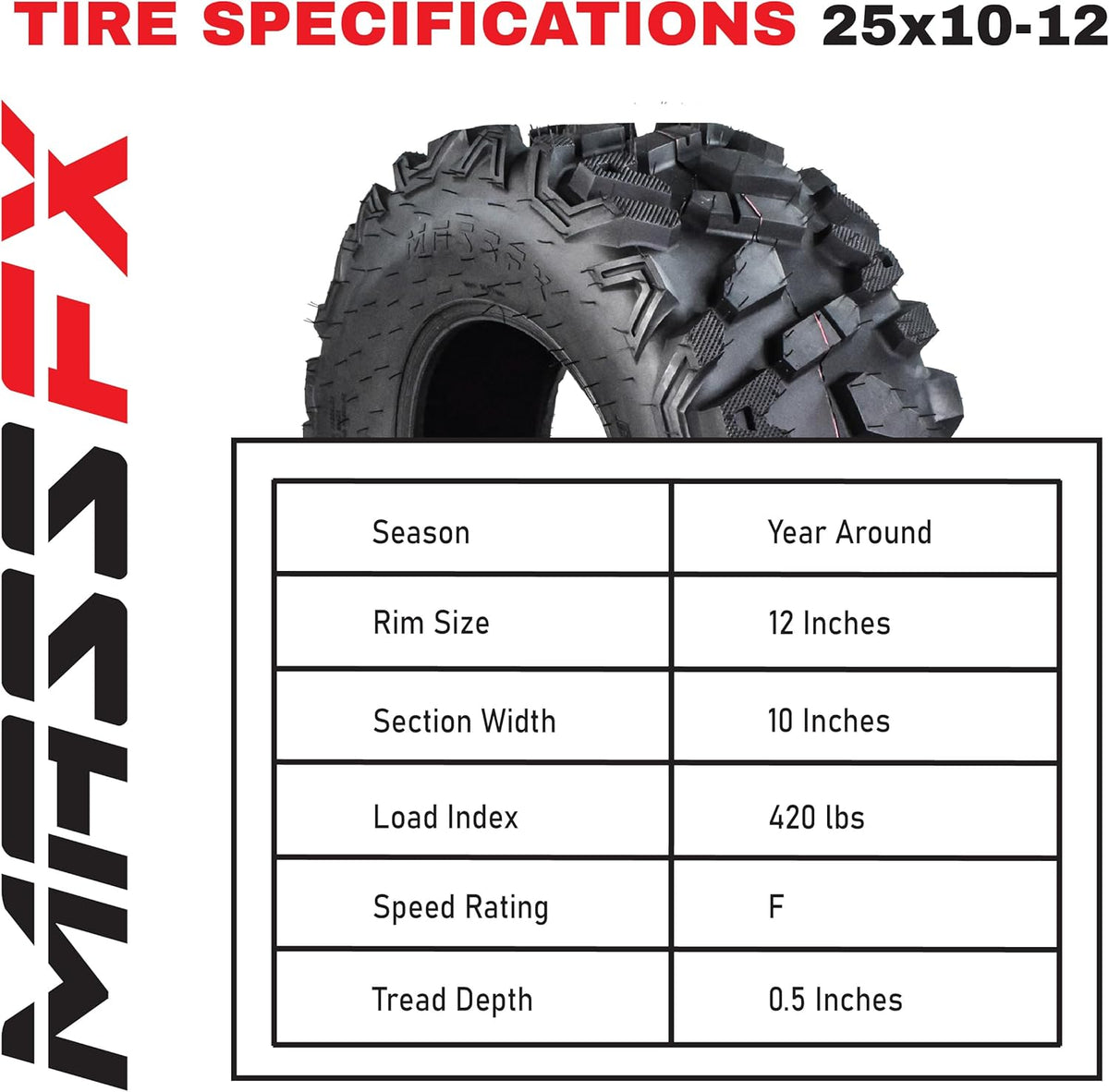 25x8-12 25x10-12 6 PLY 25" Tubeless ATV UTV Tire Set J828101