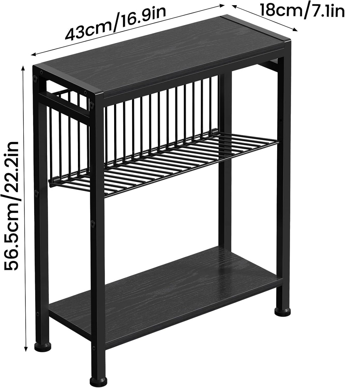 3-Tier Narrow Side Table with Magazine Holder H252866