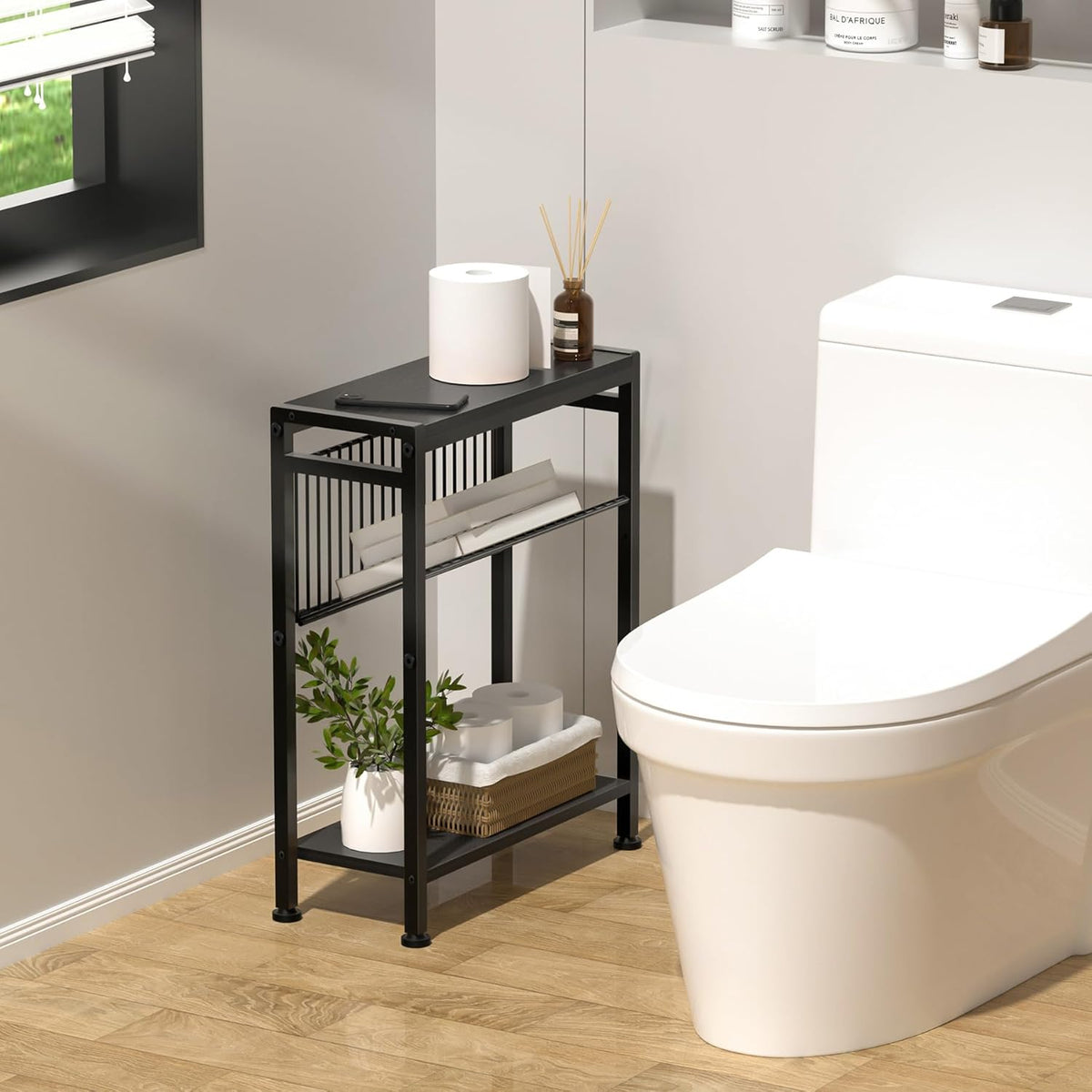 3-Tier Narrow Side Table with Magazine Holder H252866