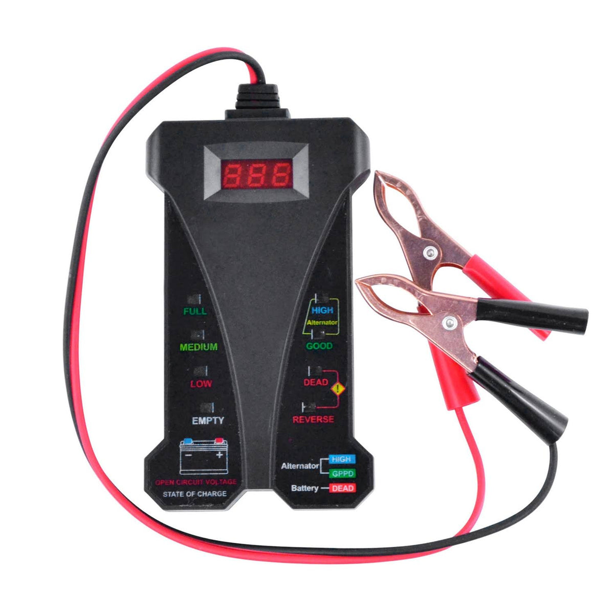 12V Digital Battery Tester Black Red W14489