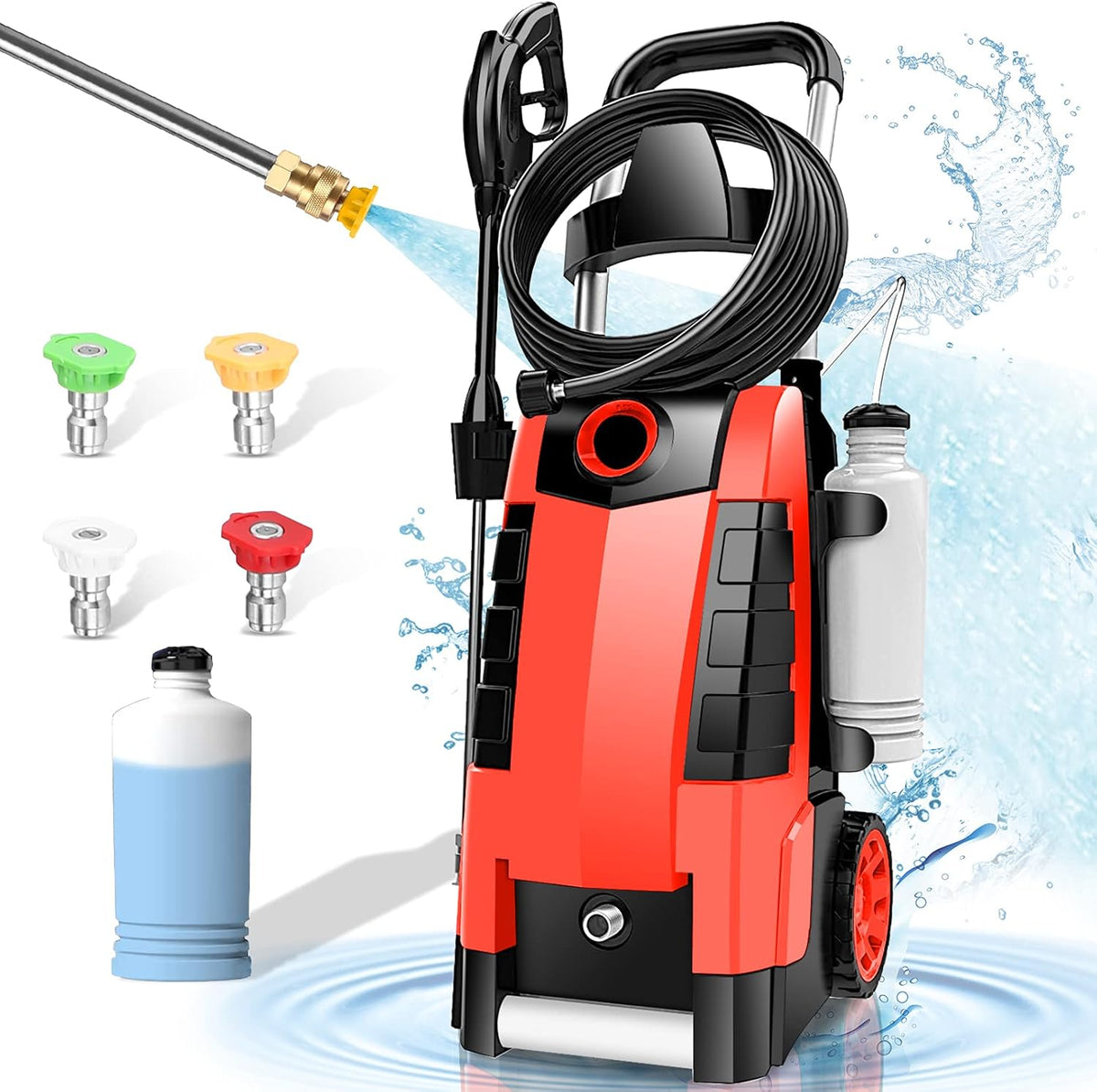 1.9GPM Electric Pressure Washer with 4 Nozzles Foam Cannon R401