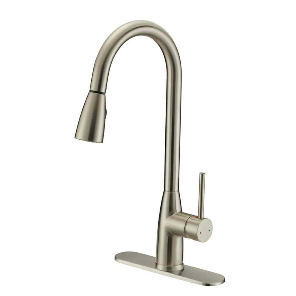 Satin Nickel Kitchen Faucet with Pull Out Sprayer O6227
