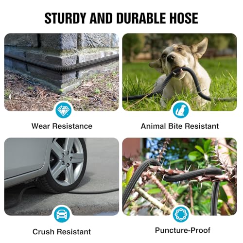 50ft Non-Expandable Flexible Garden Hose with 10 Function Nozzles Y302