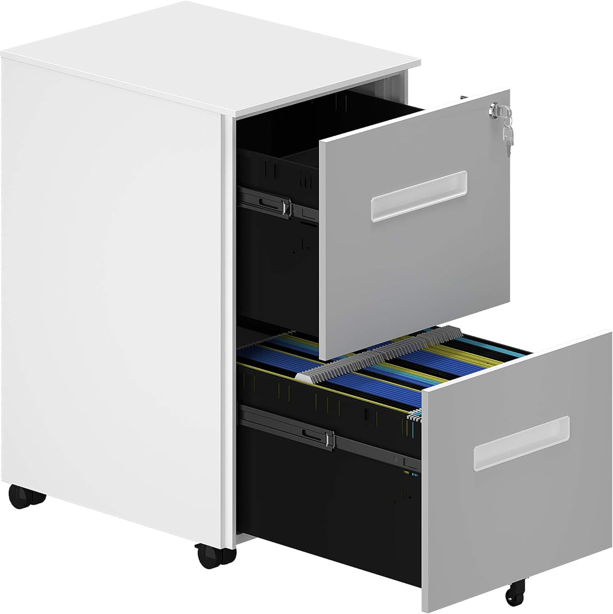 2-Drawer Mobile File Cabinet with Lock, Metal, Black N7650