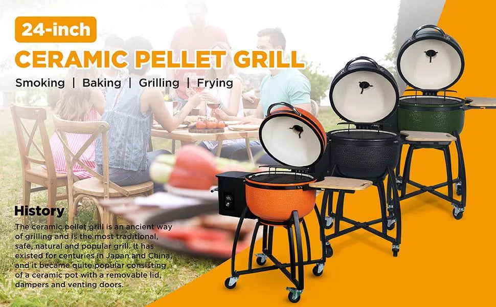 24 Ceramic Pellet Grill 4-in-1 Green O234