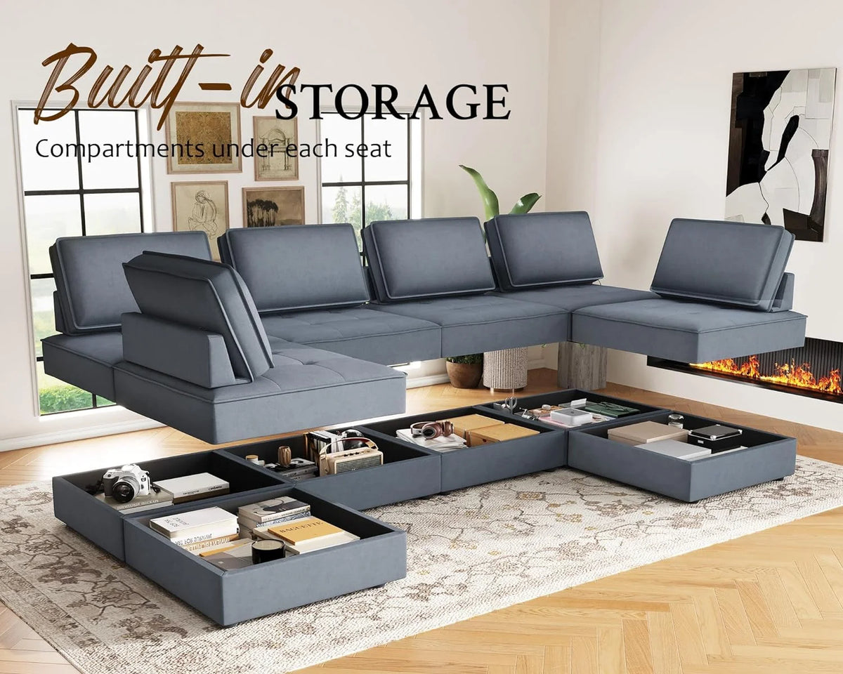 5 Seater Grey Velvet Sectional Sofa U371344