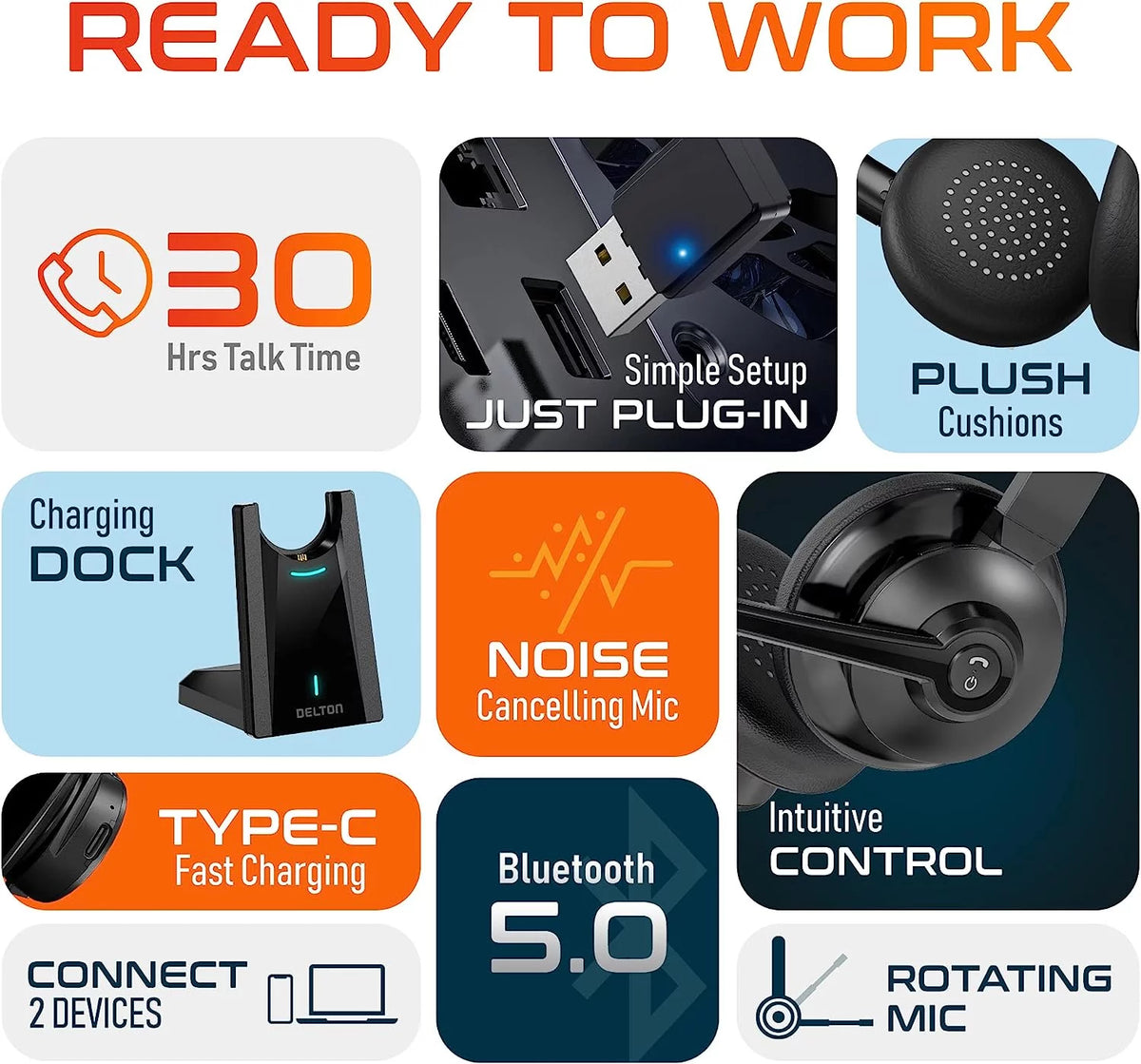 Bluetooth Headset with Stand & Dongle E787