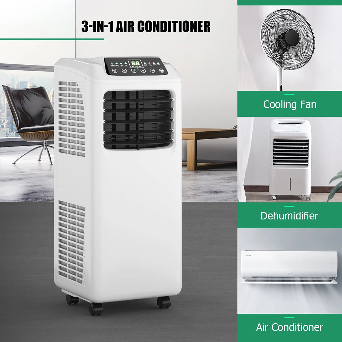 5500 BTU Portable Air Conditioner & Dehumidifier with Window Kit E977