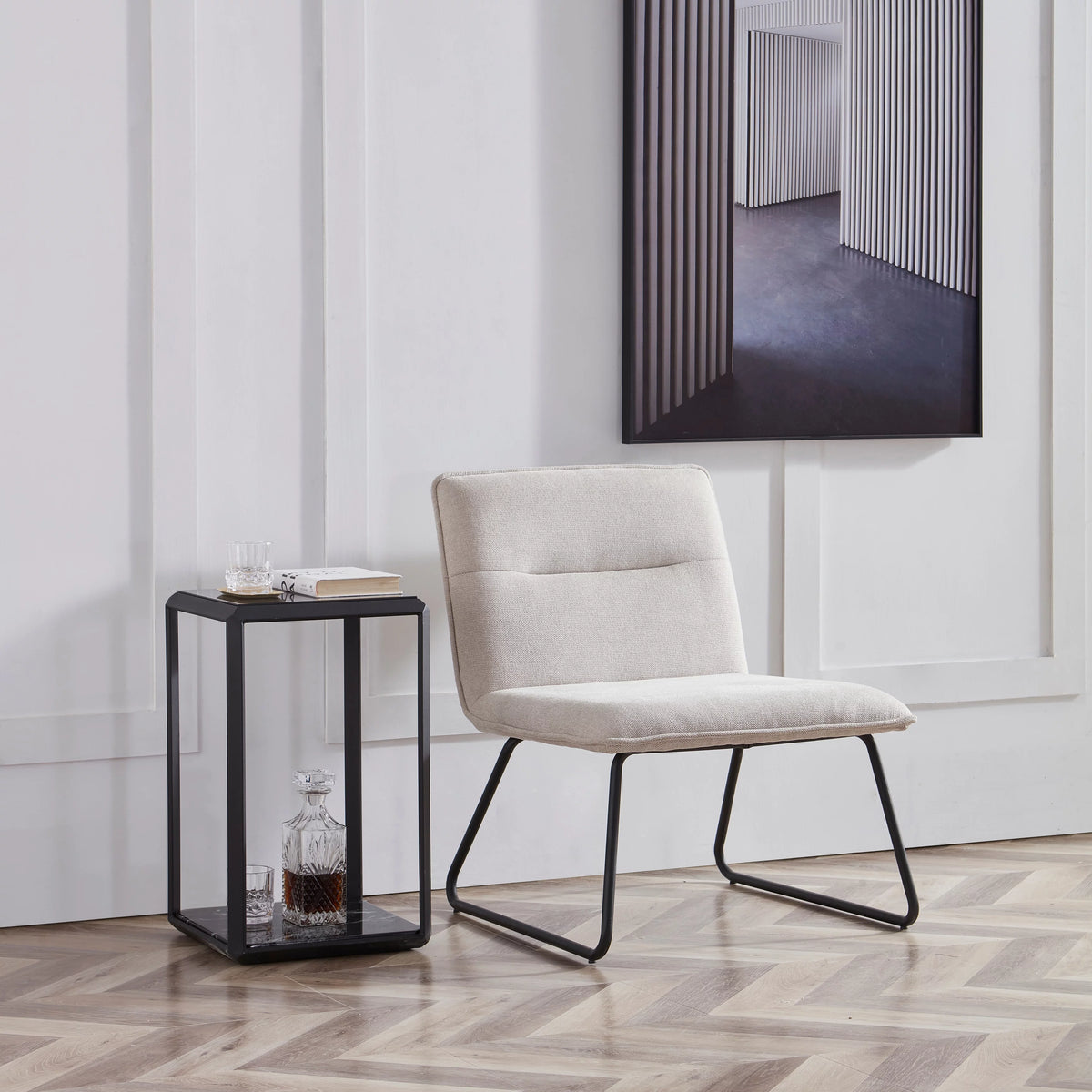 Beige Fabric Accent Chair U7111