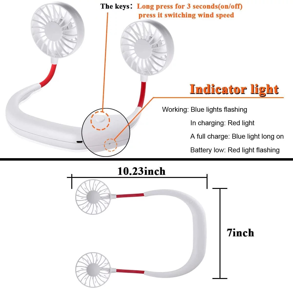 Portable Hands-free Neck Fan with 4 Speeds N59706