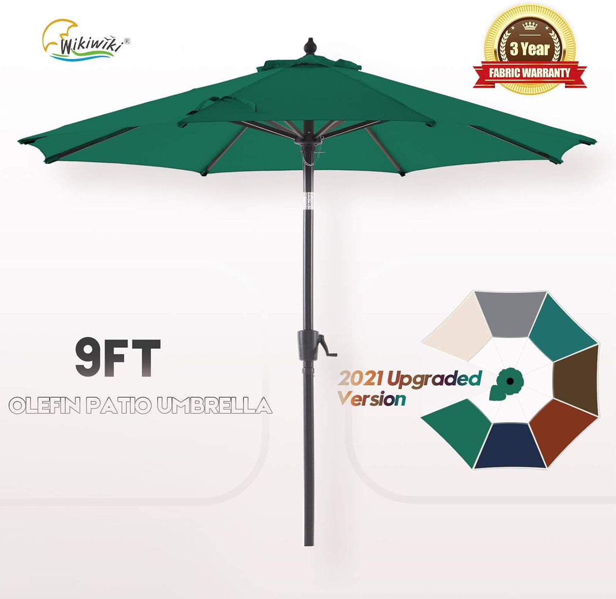 9 FT Forest Green Olefin Market Umbrella D86537