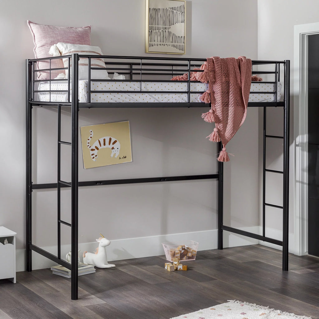 Black Twin Metal Loft Bed N3310