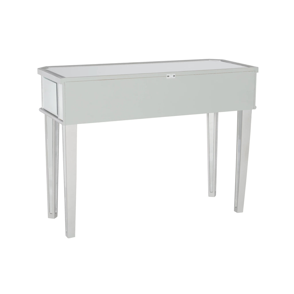 2-Drawer Console Table with Mirrored Surfaces and Silver Wood K738