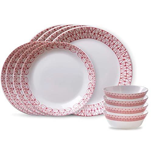 12-Pc Dinnerware Set, Service for 4, Glass Plate & Bowl Set G102962