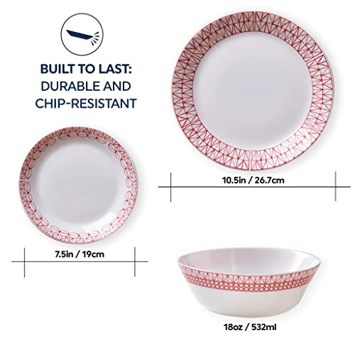 12-Pc Dinnerware Set, Service for 4, Glass Plate & Bowl Set G102962
