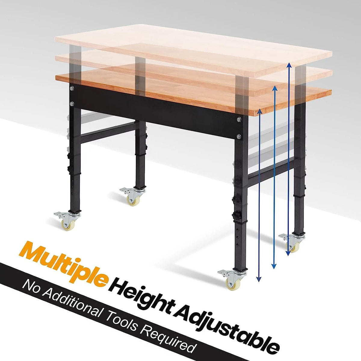 48" Adjustable Heavy-Duty Work Bench with Wheels B325