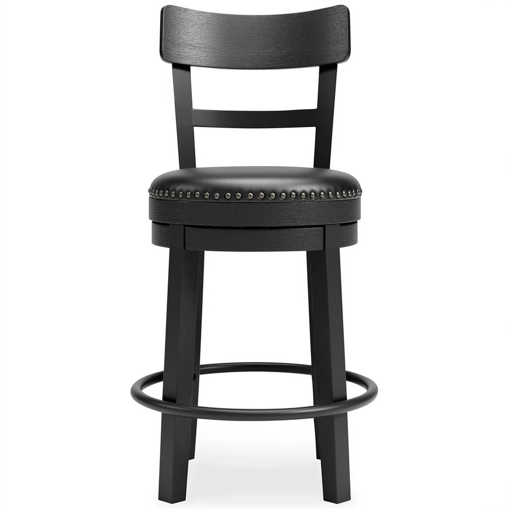 Solid Wood Counter Height Barstool in Black Set of 2 E7562