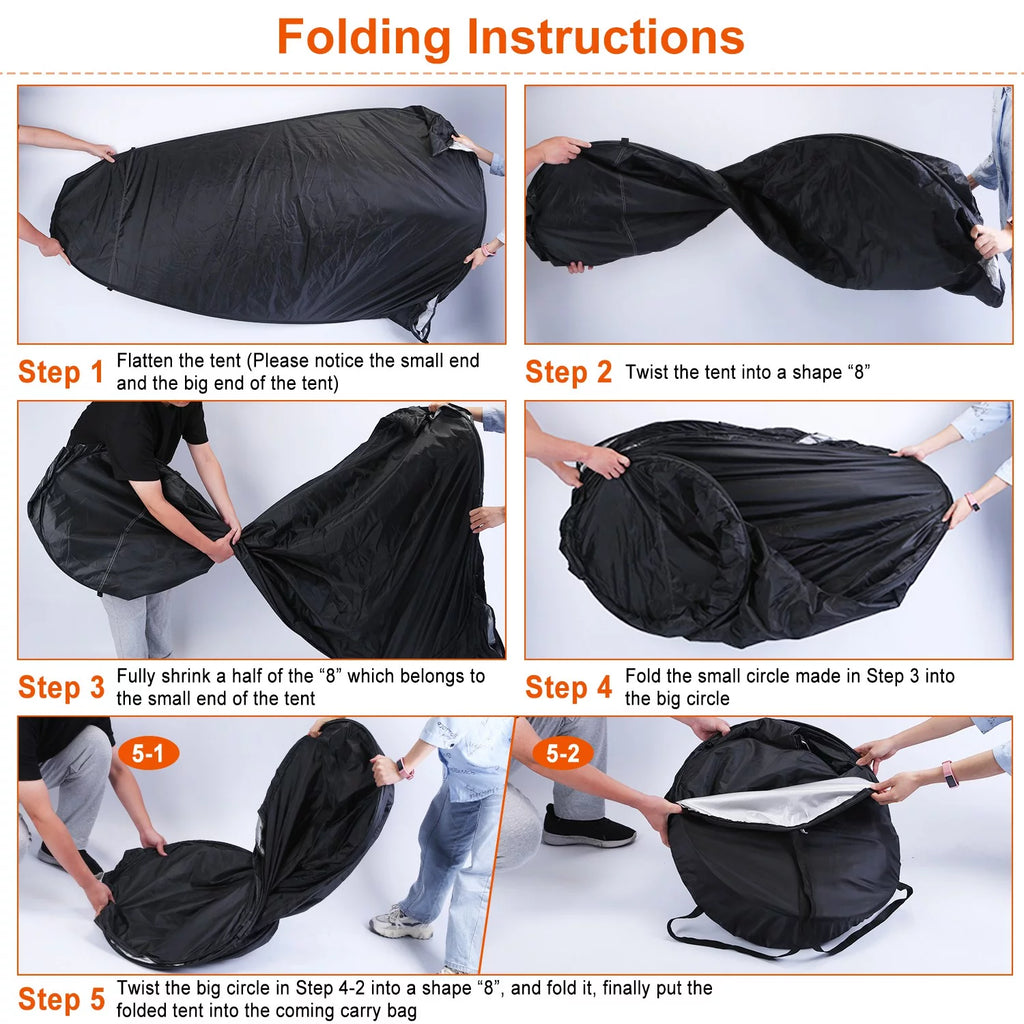 Pop up Privacy Tent 59x59x74.8in Portable Camping Shelter with Carry Bag Black L531