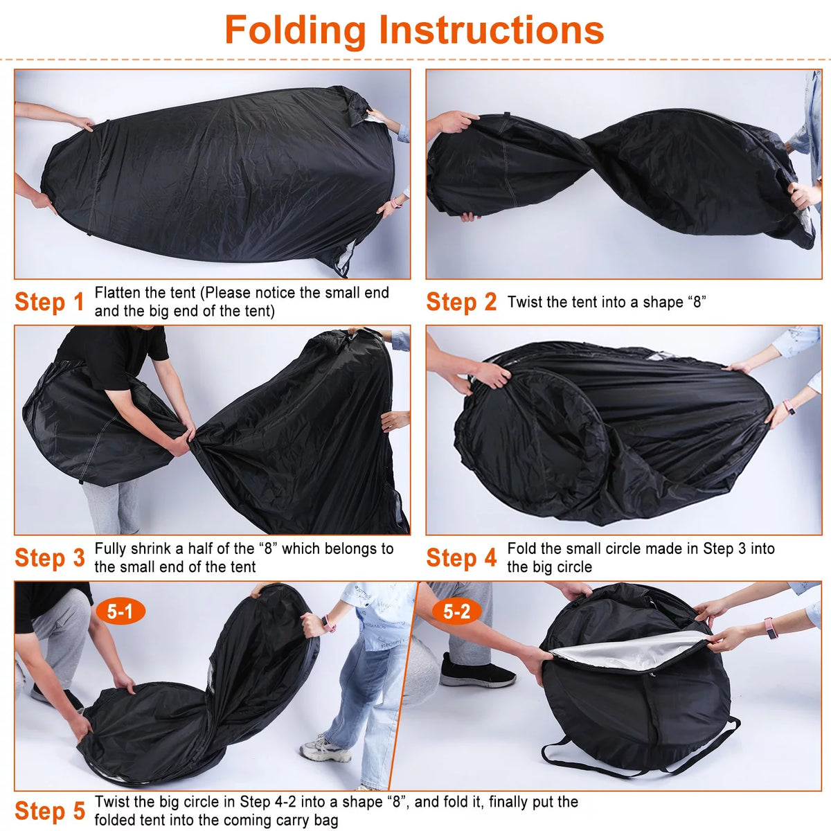 Pop up Privacy Tent 59x59x74.8in Portable Camping Shelter with Carry Bag Black L531
