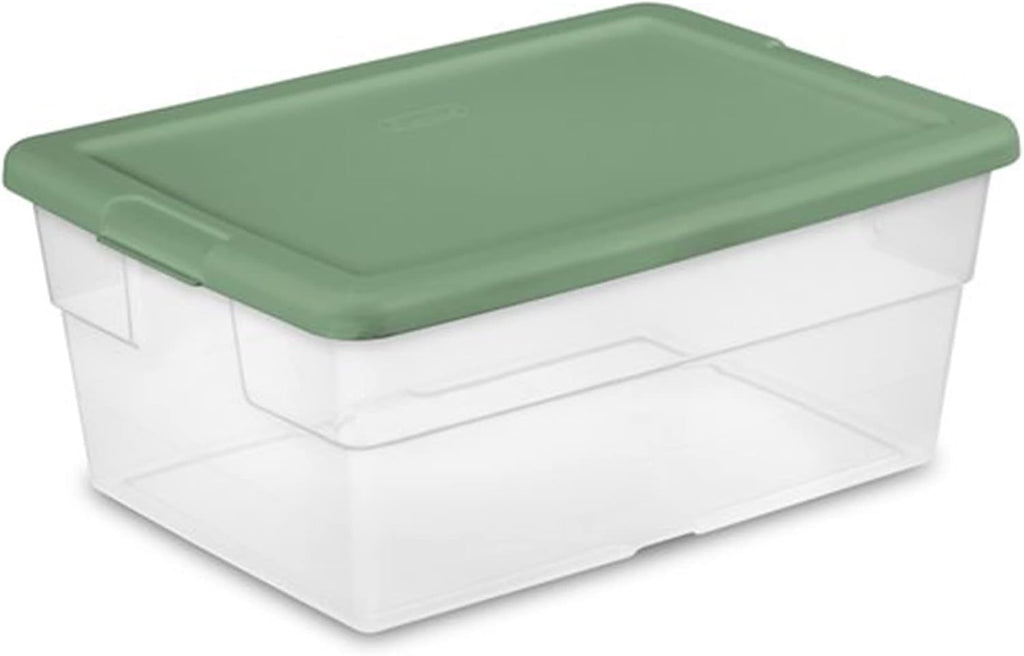 16 Quart Clear Plastic Storage Tote Bins with Opaque Lids (4 Pack) B298744