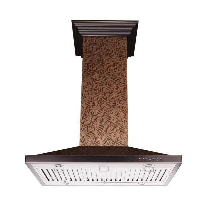 36 in. Hand Hammered Copper Island Range Hood R29361