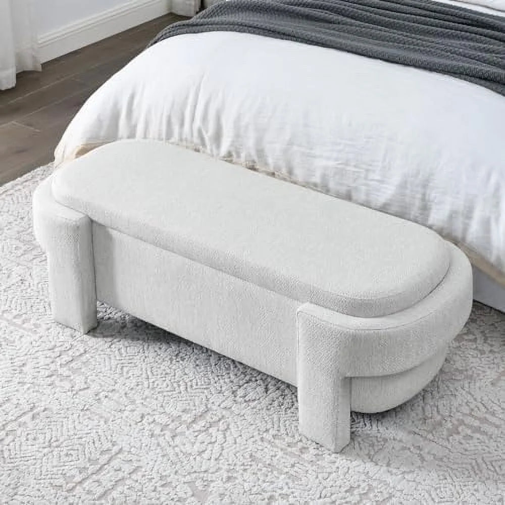 51.5" Chenille Upholstered Oval Bench E53432