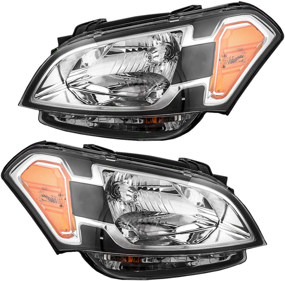 Driver and Passenger Side Headlight Assemblies Set Compatible with 2010-2011 KIA Soul W2104