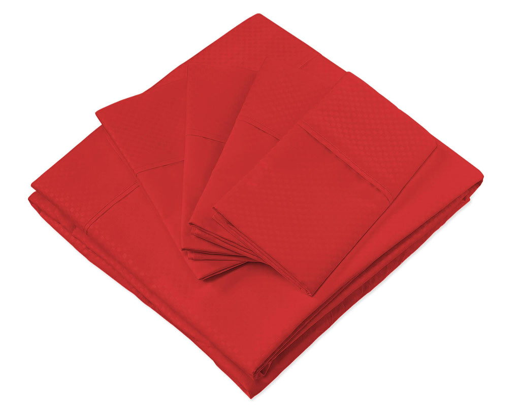Cal King Red 6 Piece Bed Sheets Set Q5543