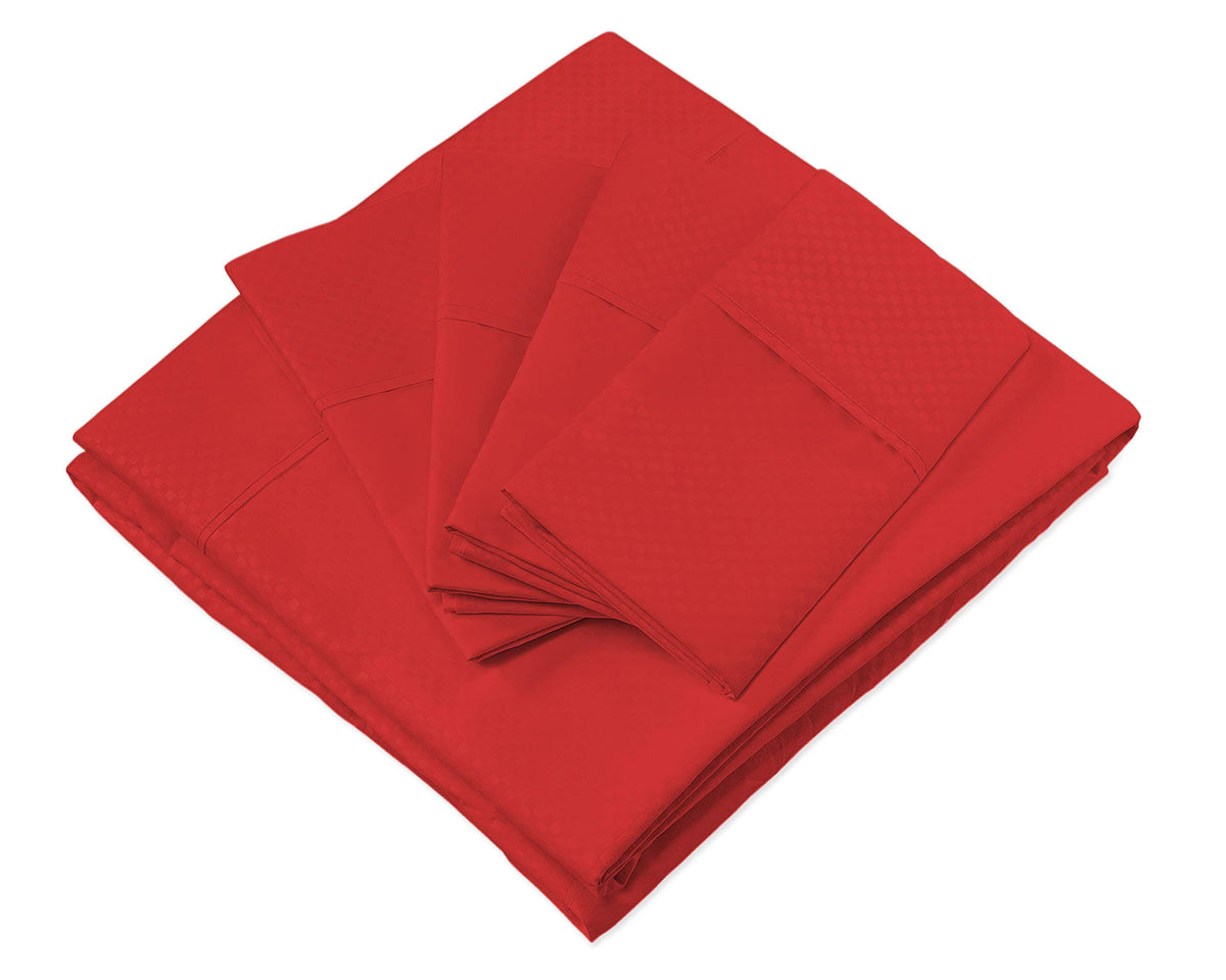 Cal King Red 6 Piece Bed Sheets Set Q5543