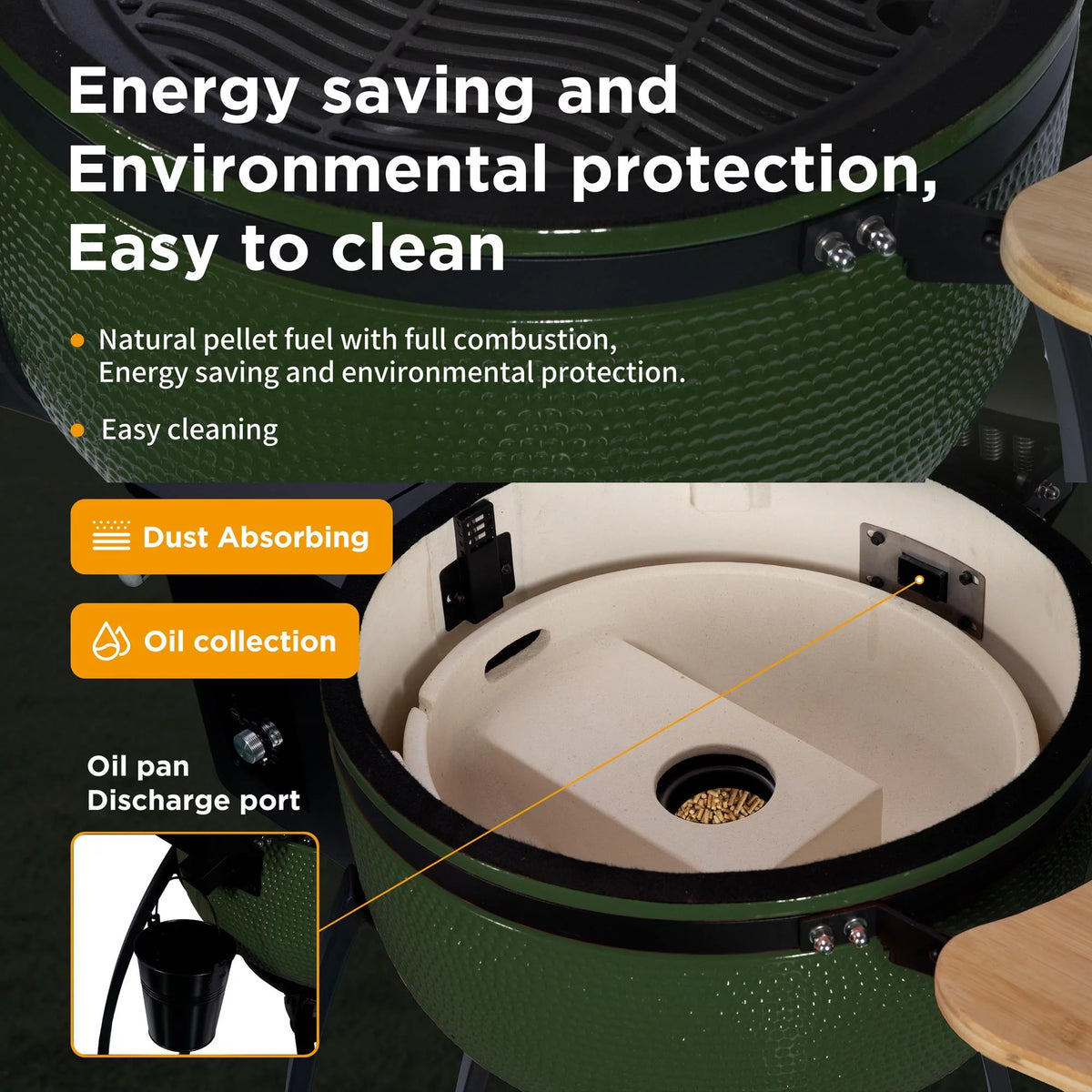 24 Ceramic Pellet Grill 4-in-1 Green O234