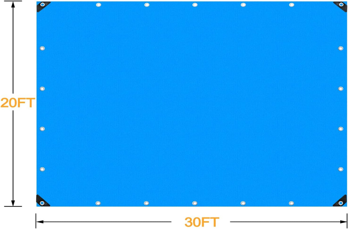 Blue 20x30 Heavy Duty Waterproof Poly Tarp with Metal Grommets Q5334