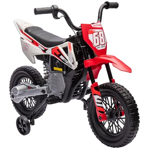 12V Electric Motorcycle with Training Wheels, Red K204332