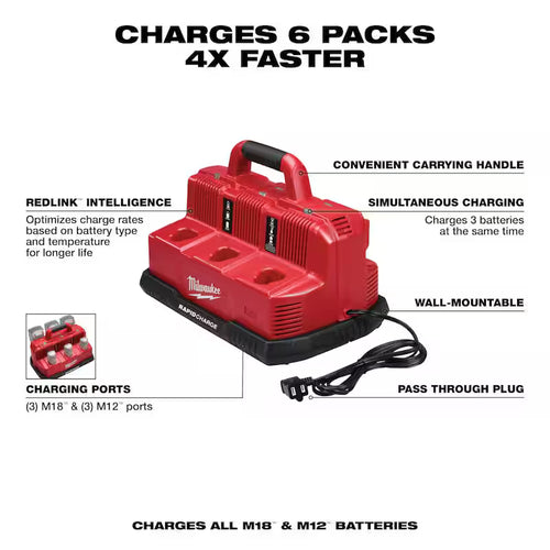 12-Volt/18-Volt Lithium-Ion 6-Port Battery Charger E563