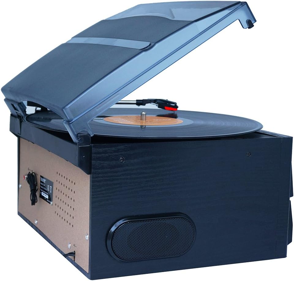 Bluetooth Dual CD Player Turntable Record Player with AM/FM Radio, Cassette Player, USB, AUX O376