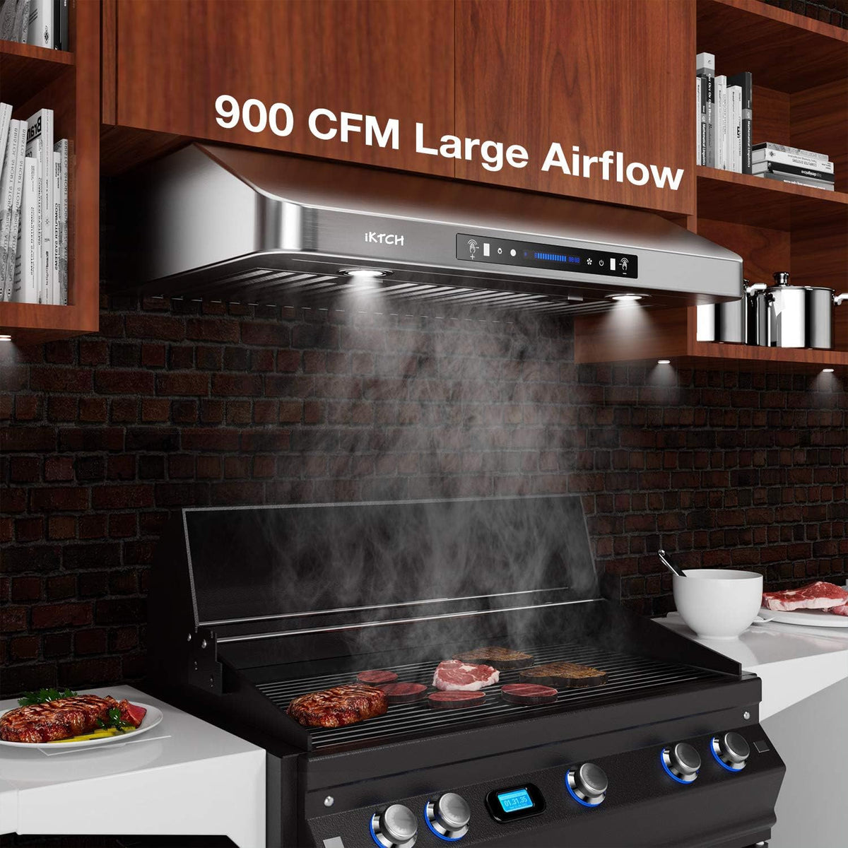 30 Inch Under Cabinet Range Hood with 900-CFM, Stainless Steel Kitchen Vent M96526