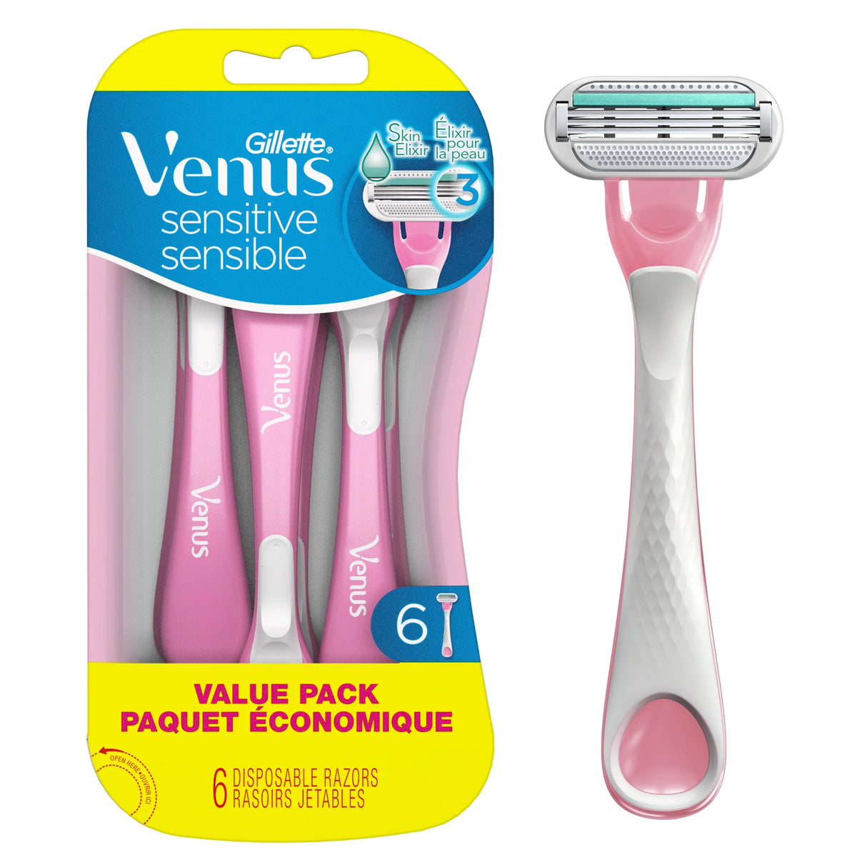 Women's Disposable Razor, 3 Count, Pink G593671