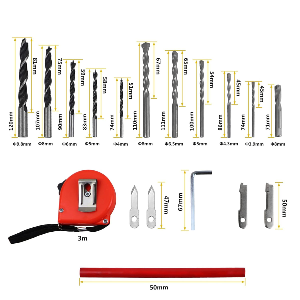 Adjustable Twin Blade Hole Saw Cutter Kit 1-5/8" to 8" Pack of 2 G809