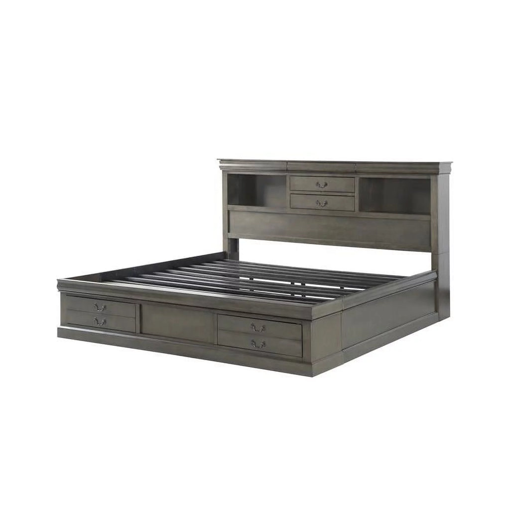 King Bed with Storage in Dark Gray R48442