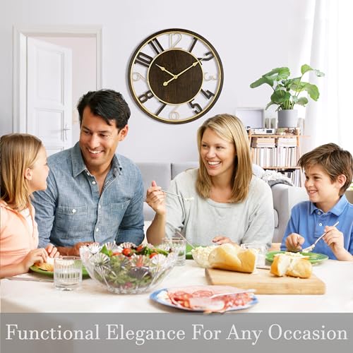 Brown 24-Inch Wooden Analog Wall Clock D7957