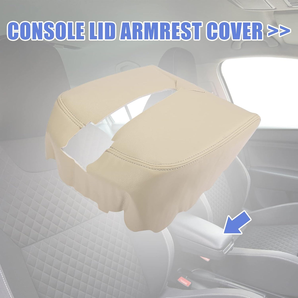 Beige Car Center Console Lid Armrest Cover Protector Pack of 2 C4826