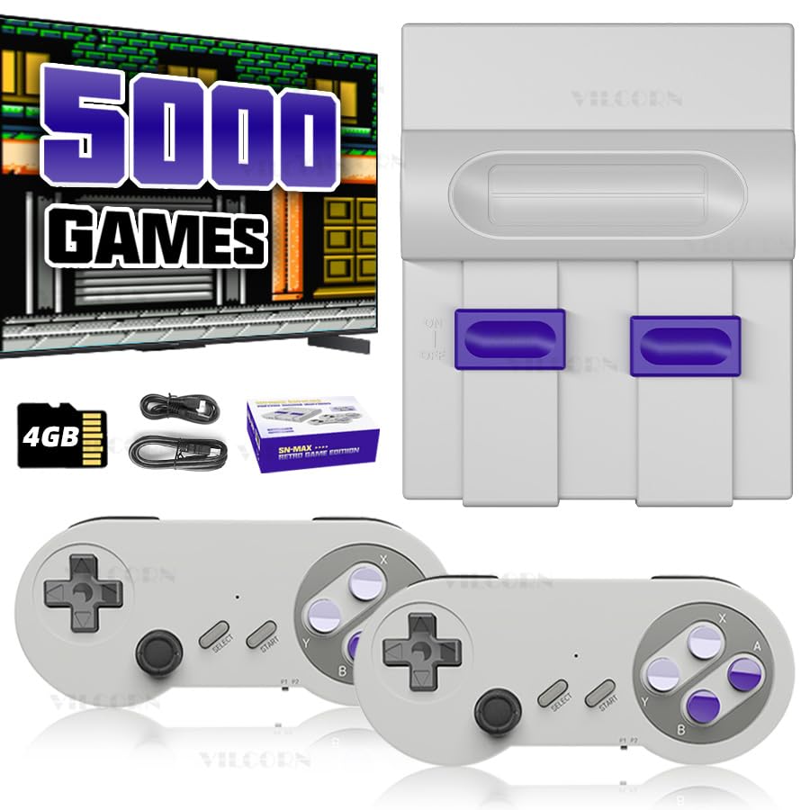 16Bit Video Game Console with 5000 Classic Games and 2.4G Wireless Controllers V42772