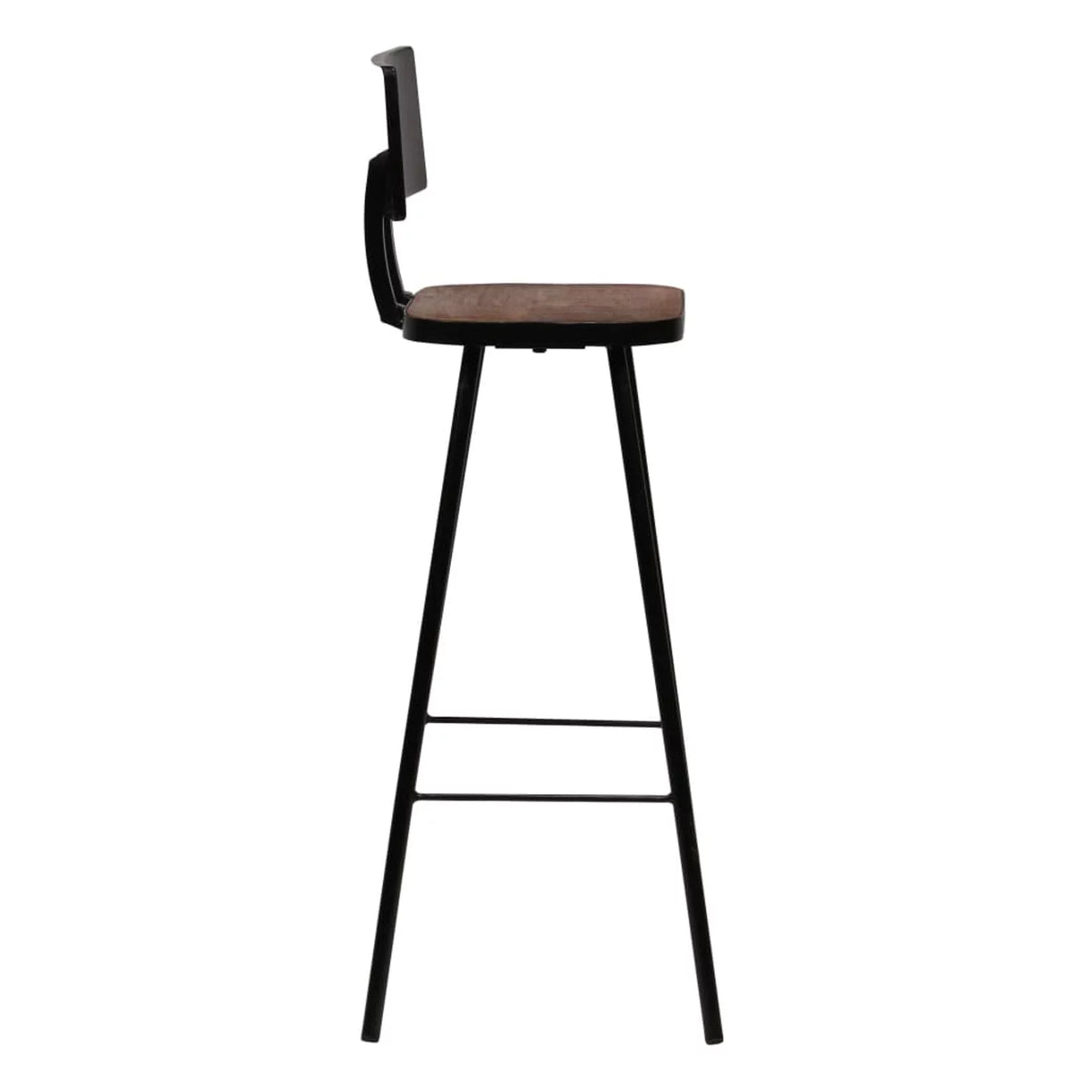 2 Piece Bar Stools Reclaimed Wood Seat with Backrest Steel Frame O811